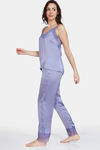 Zivame Paradise Garden Woven Pyjama Set - Chalk Violet — thumbnail 2